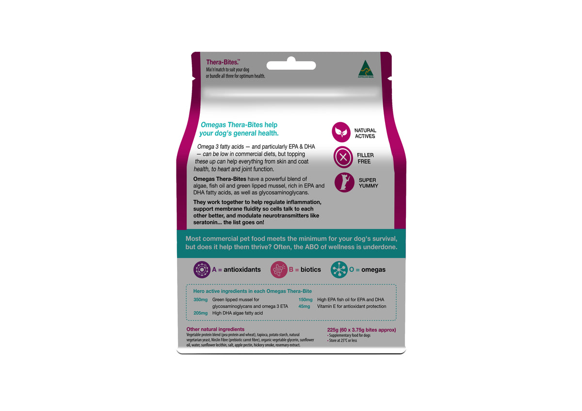 Omegas Thera-Bites for good general health!