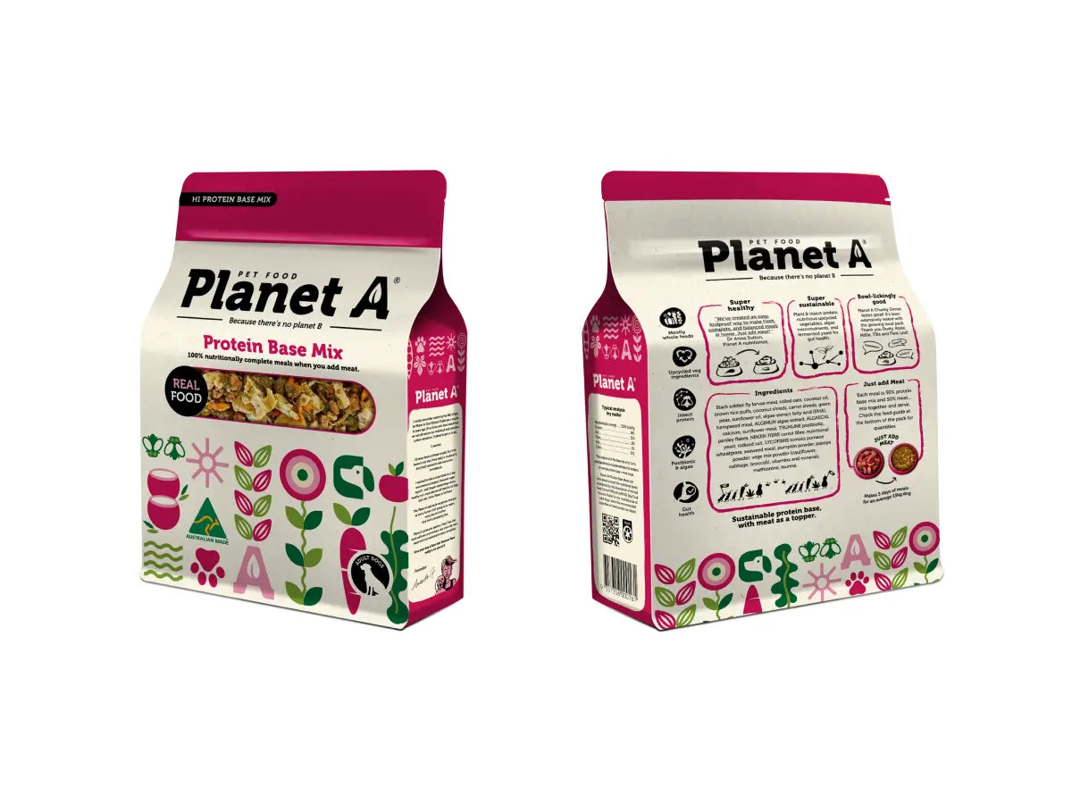 Protein Base Mix Front &amp; Back Package by Planet A Pet Food